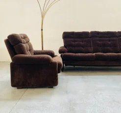 Pamono Three-Seater Sofa and Lounge Chairs by Tobia & Afra Scarpa for B&B Italia, 1970, Set of 3