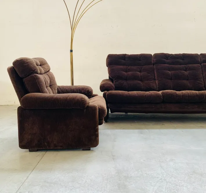 Pamono Three-Seater Sofa and Lounge Chairs by Tobia & Afra Scarpa for B&B Italia, 1970, Set of 3