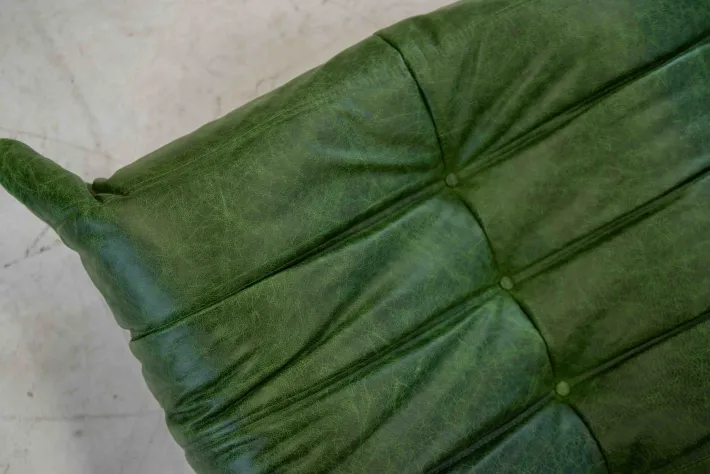 Pamono Togo Chaise Lounge in Greenleather attributed to Michel Ducaroy for Ligne Roset, 1974 Online