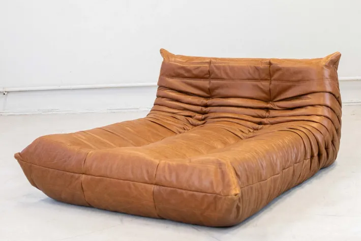 Pamono Togo Chaise Lounge in Pine Leather by Michel Ducaroy for Ligne Roset, 1974