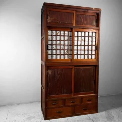 Pamono Traditional Japanese Tansu Storage Cabinet, 1920s, Set of 2 Outlet