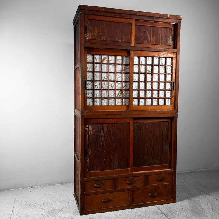 Pamono Traditional Japanese Tansu Storage Cabinet, 1920s, Set of 2 Outlet