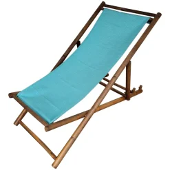 Pamono Transat Folding Deck Chair in Bamboo Wood and Fabric, 1970s Best