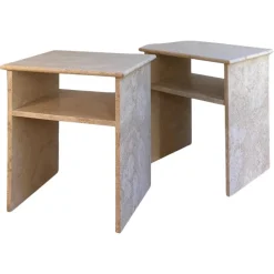 Pamono Travertino Al Verso Bedside Tables by Almarmo, Set of 2 Outlet