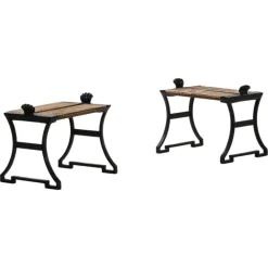 Pamono Trädgårdsmöbel Nr 2 Stools in Cast Iron and Painted Wood attributed to Folke Bensow, 1920, Set of 2 Hot