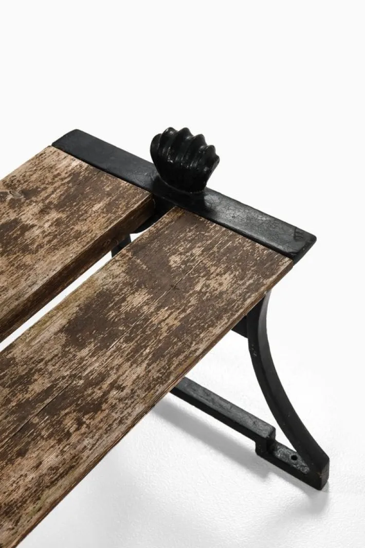 Pamono Trädgårdsmöbel Nr 2 Stools in Cast Iron and Painted Wood attributed to Folke Bensow, 1920, Set of 2 Hot
