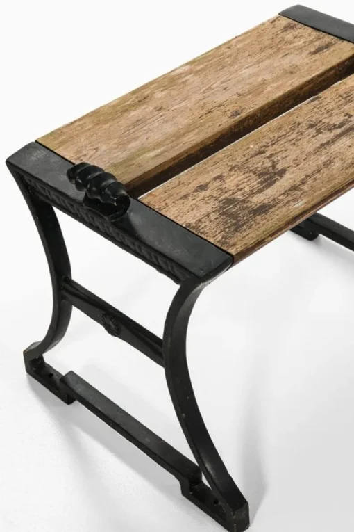Pamono Trädgårdsmöbel Nr 2 Stools in Cast Iron and Painted Wood attributed to Folke Bensow, 1920, Set of 2 Hot