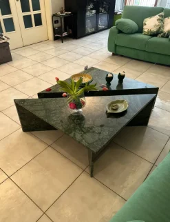 Pamono Triangle Marble Coffee Table in Real Marble by Andrea Grasso, Set of 2 New