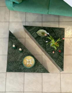 Pamono Triangle Marble Coffee Table in Real Marble by Andrea Grasso, Set of 2 New