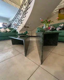 Pamono Triangle Marble Coffee Table in Real Marble by Andrea Grasso, Set of 2 New