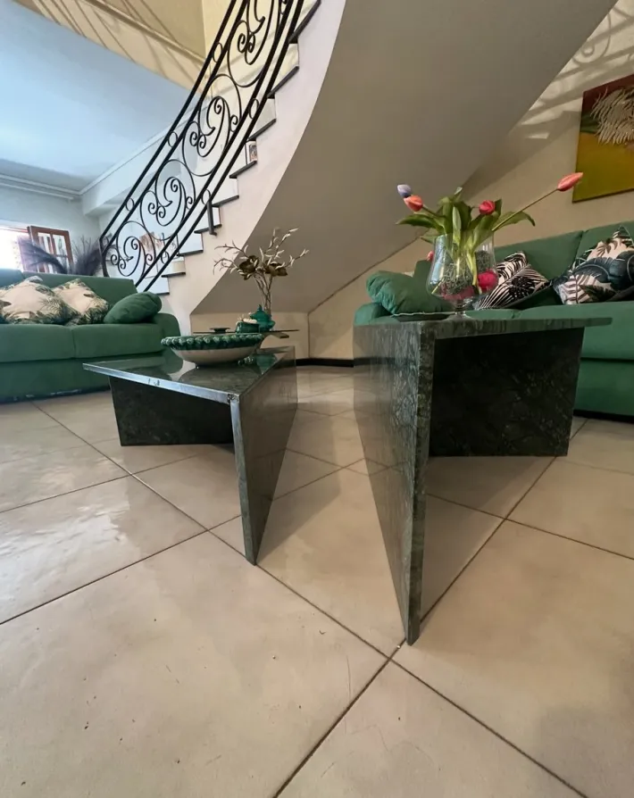 Pamono Triangle Marble Coffee Table in Real Marble by Andrea Grasso, Set of 2 New