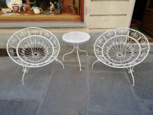 Pamono Tripod Armchairs with Table by Mathieu Mategot, 1950s, Set of 3