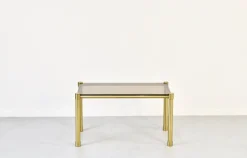 Pamono Tubular Brass and Smoked Glass Coffee Table, 1960s Hot