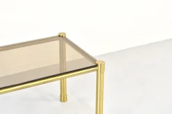 Pamono Tubular Brass and Smoked Glass Coffee Table, 1960s Hot