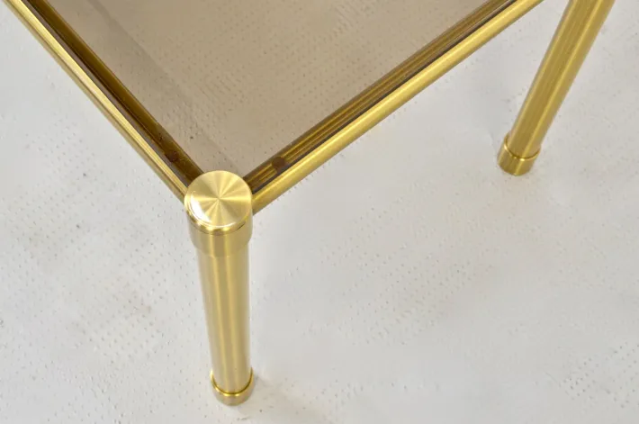 Pamono Tubular Brass and Smoked Glass Coffee Table, 1960s Hot
