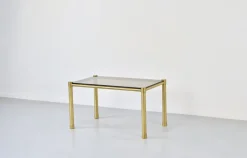 Pamono Tubular Brass and Smoked Glass Coffee Table, 1960s Hot
