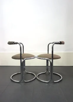 Pamono Tubular Steel Chairs, Italy, 1970s, Set of 4