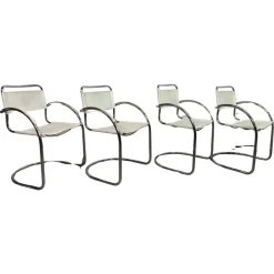 Pamono Tubular Steel Dining Chairs by Mart Stam, 1970s, Set of 4 New