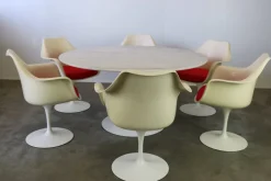 Pamono Tulip Dining Table and Chairs by Eero Saarinen for Knoll, 1960s, Set of 7 Clearance