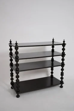 Pamono Turned Ebonised Wood Bookshelf, 1950s Outlet