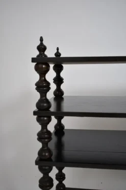 Pamono Turned Ebonised Wood Bookshelf, 1950s Outlet