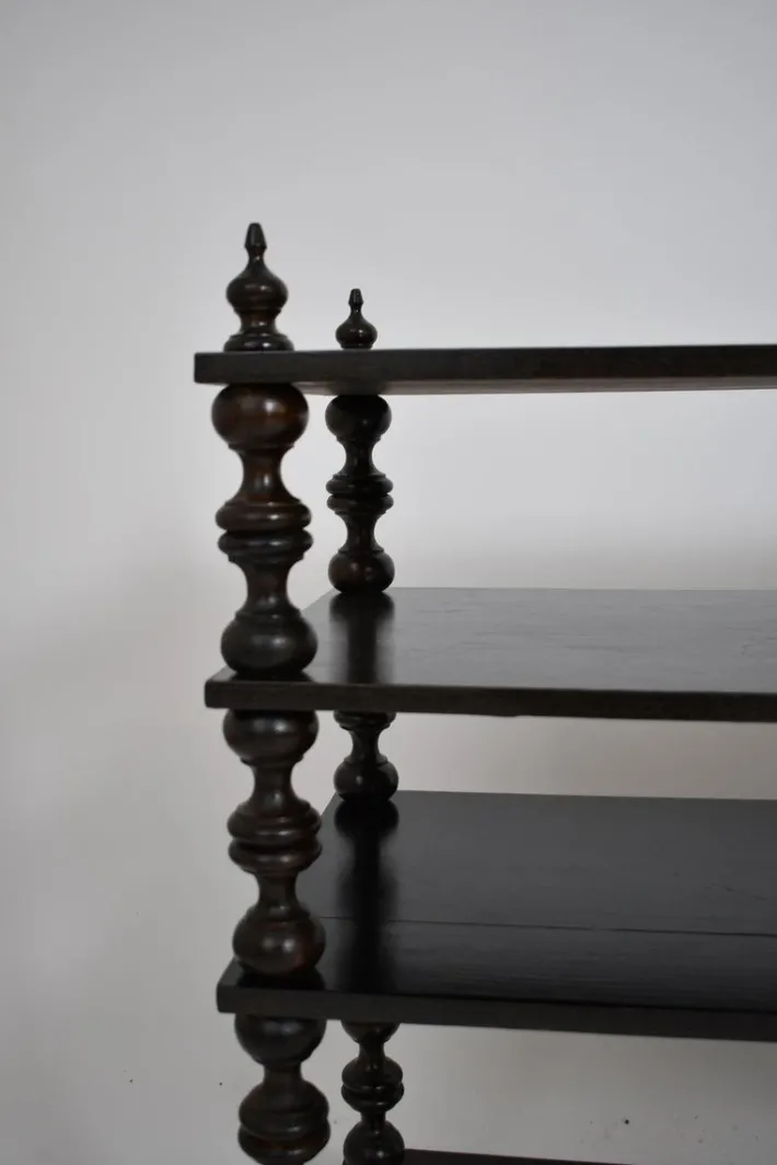 Pamono Turned Ebonised Wood Bookshelf, 1950s Outlet