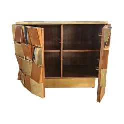 Pamono Two-Door Sideboard in Brass and Wood, 1980s Discount
