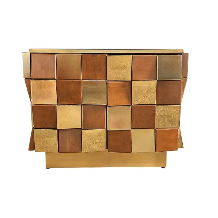 Pamono Two-Door Sideboard in Brass and Wood, 1980s Discount