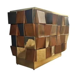 Pamono Two-Door Sideboard in Brass and Wood, 1980s Discount