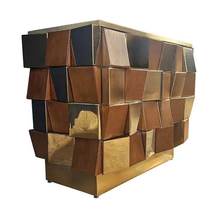 Pamono Two-Door Sideboard in Brass and Wood, 1980s Discount