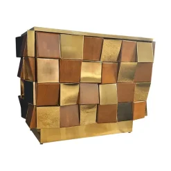Pamono Two-Door Sideboard in Brass and Wood, 1980s Discount