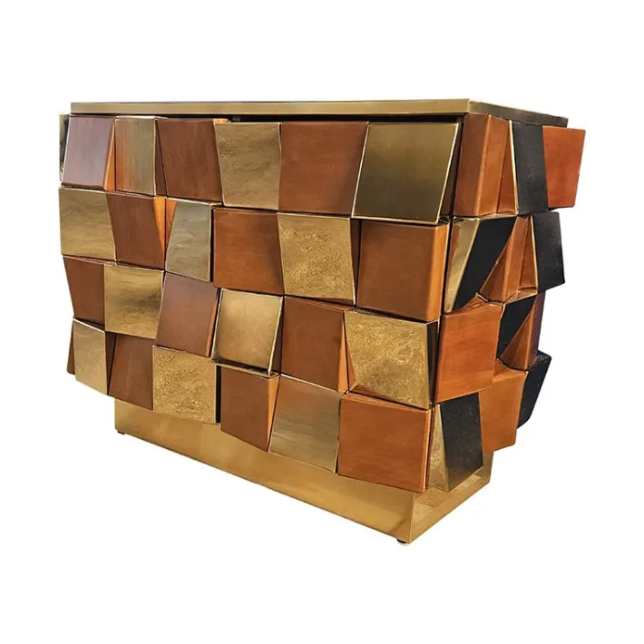 Pamono Two-Door Sideboard in Brass and Wood, 1980s Discount