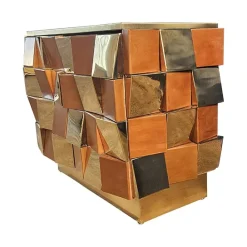Pamono Two-Door Sideboard in Brass and Wood, 1980s Discount