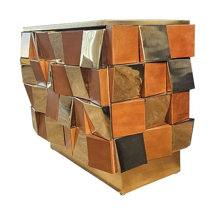 Pamono Two-Door Sideboard in Brass and Wood, 1980s Discount