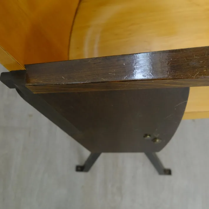 Pamono Two-Seater Cinema Armchair Bench in Numbered Two-Tone Wood, 1960s Hot