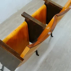 Pamono Two-Seater Cinema Armchair Bench in Numbered Two-Tone Wood, 1960s Hot