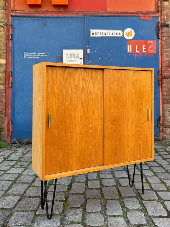Pamono Type 605/2 Cabinet in Ash on Hairpin Legs from Hellerau Sale