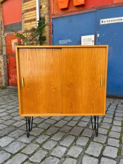 Pamono Type 605/2 Cabinet in Ash on Hairpin Legs from Hellerau Sale
