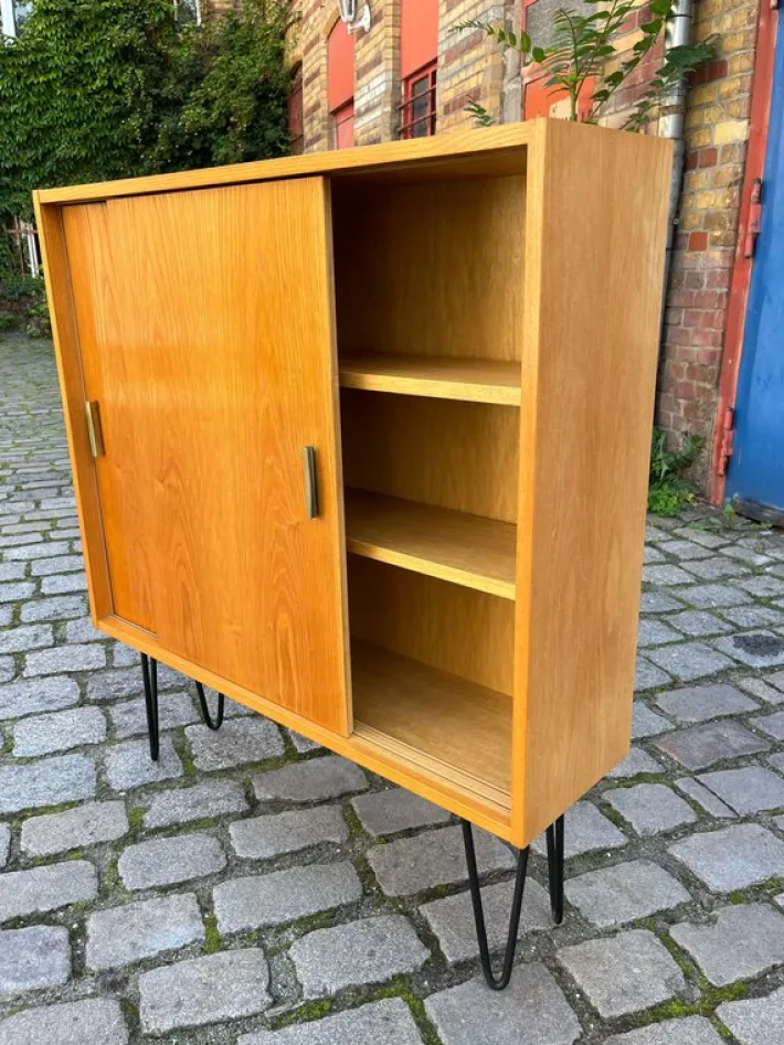 Pamono Type 605/2 Cabinet in Ash on Hairpin Legs from Hellerau Sale