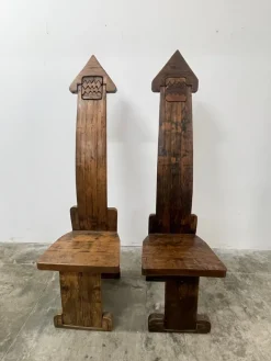 Pamono Vallazza Interlocking Thrones in Wood by Luciano Bertolotto, 1970s, Set of 2 Outlet