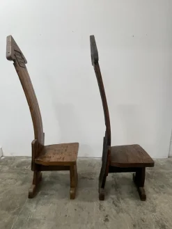 Pamono Vallazza Interlocking Thrones in Wood by Luciano Bertolotto, 1970s, Set of 2 Outlet