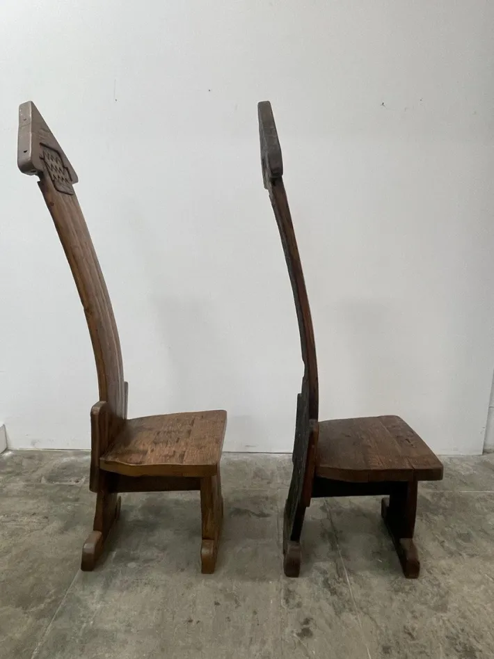 Pamono Vallazza Interlocking Thrones in Wood by Luciano Bertolotto, 1970s, Set of 2 Outlet