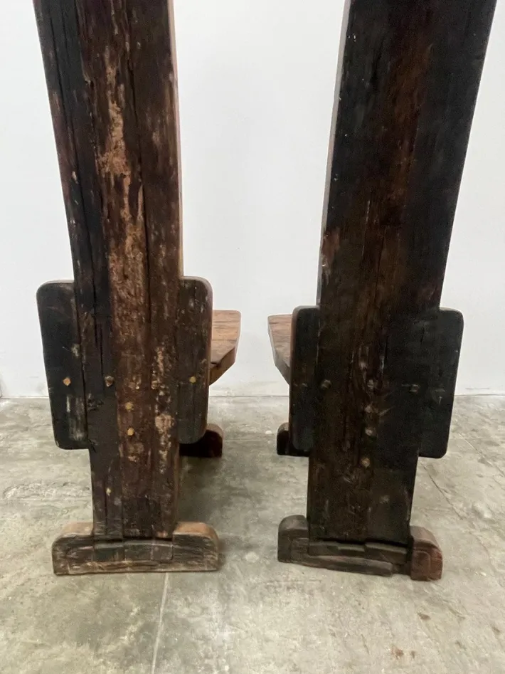 Pamono Vallazza Interlocking Thrones in Wood by Luciano Bertolotto, 1970s, Set of 2 Outlet