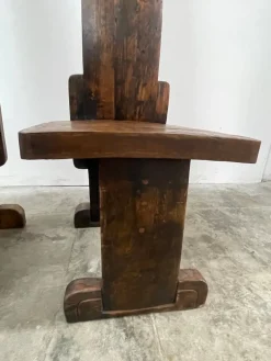 Pamono Vallazza Interlocking Thrones in Wood by Luciano Bertolotto, 1970s, Set of 2 Outlet
