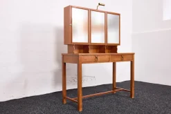 Pamono Vanity Table in Cherrywood with Brass Nautical Pulls by Josef Frank, Vienna, Austria, 1930s New