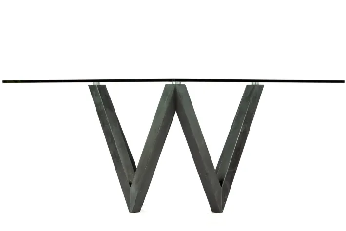 Pamono Vega Dining Table in Black Slate and Glass Design by Joaquín Moll for Meddel Clearance