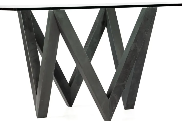 Pamono Vega Dining Table in Black Slate and Glass Design by Joaquín Moll for Meddel Clearance