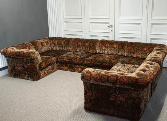 Pamono Velvet Sectional Sofa, Sweden, 1970s, Set of 7 Best