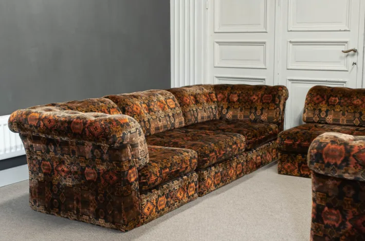 Pamono Velvet Sectional Sofa, Sweden, 1970s, Set of 7 Best