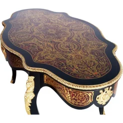 Pamono Venetian Country Villa Baroque Boulle Dining Table and Chairs, France, 1880s, Set of 5